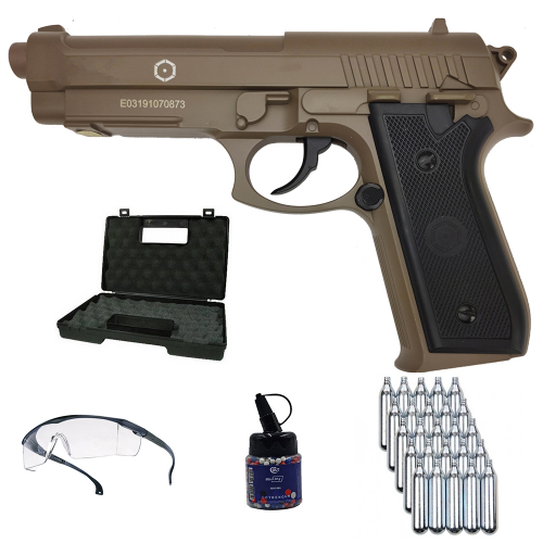 Pistol package PT92 TAN Co2 6mm Full Metal in the group Airsoft / Airsoft package deals at Wizeguy Sweden AB (as-erbju-0025)