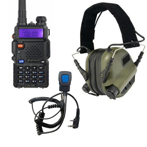 Complete PMR Radiokit with ear protection in the group Tactical Gear / Radio and Accessories at Wizeguy Sweden AB (bao-set-001)