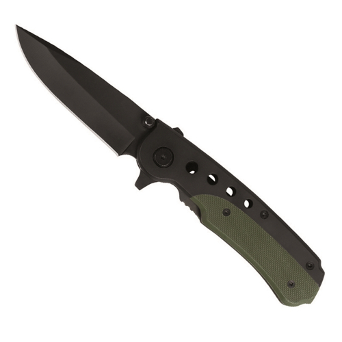 Mil-Tec Black/OD One-Hand Knife with clip in the group Tactical Gear / Knives at Wizeguy Sweden AB (mil-knife-0017)