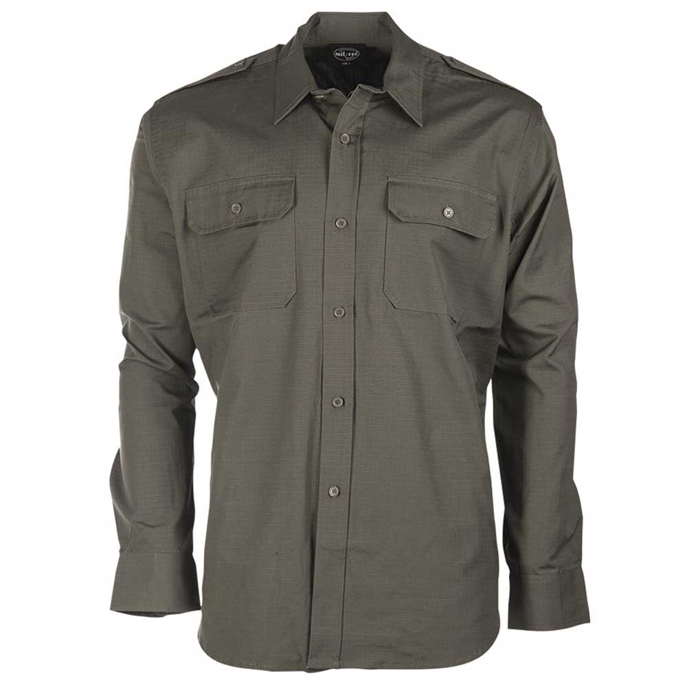 Miltec Fieldshirt Ripstop, Olive in the group Clothing / Longsleeved shirts at Wizeguy Sweden AB (mil-shirt-501-r)