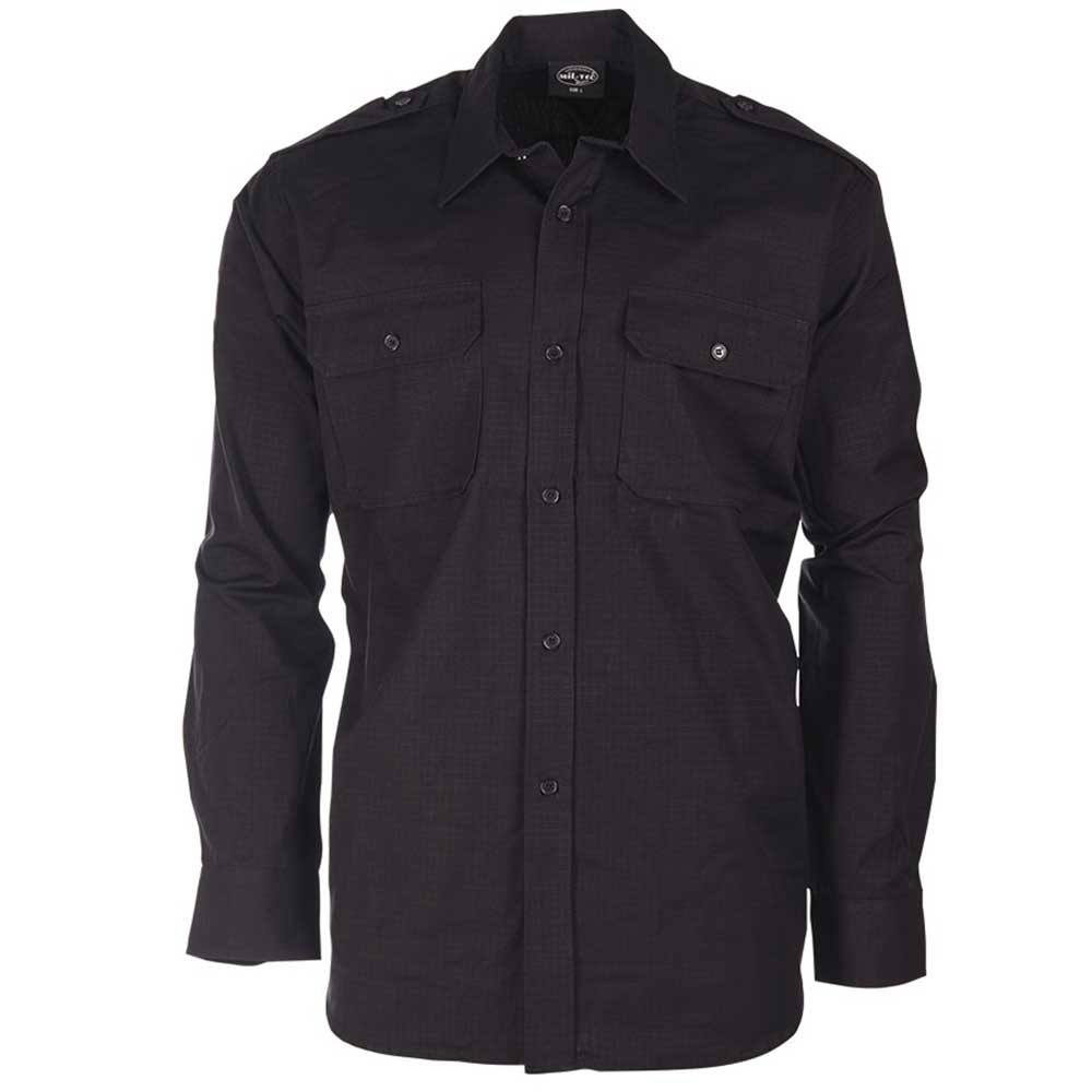 Miltec Fieldshirt Ripstop, Black in the group Clothing / Longsleeved shirts at Wizeguy Sweden AB (mil-shirt-511-r)