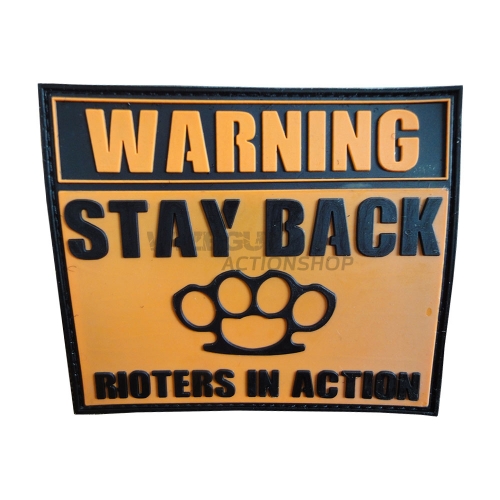 3D Rubber Patch: Warning Stay Back Rioters in the group Tactical Gear / Patches at Wizeguy Sweden AB (pw-560001)